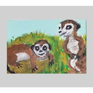 Baby Meerkats acrylic painting.